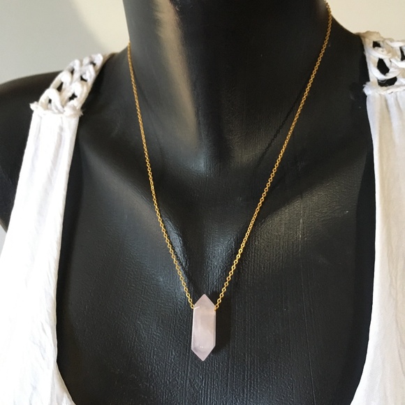 Rose Quartz Double Point Crystal Pendant Necklace - Picture 6 of 8